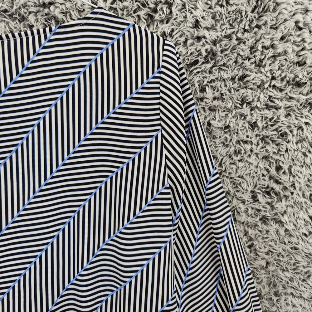 Talbots Women Preppy Nautical Stripe Blouse Size X US XL Black White Blue Career - Picture 13 of 16
